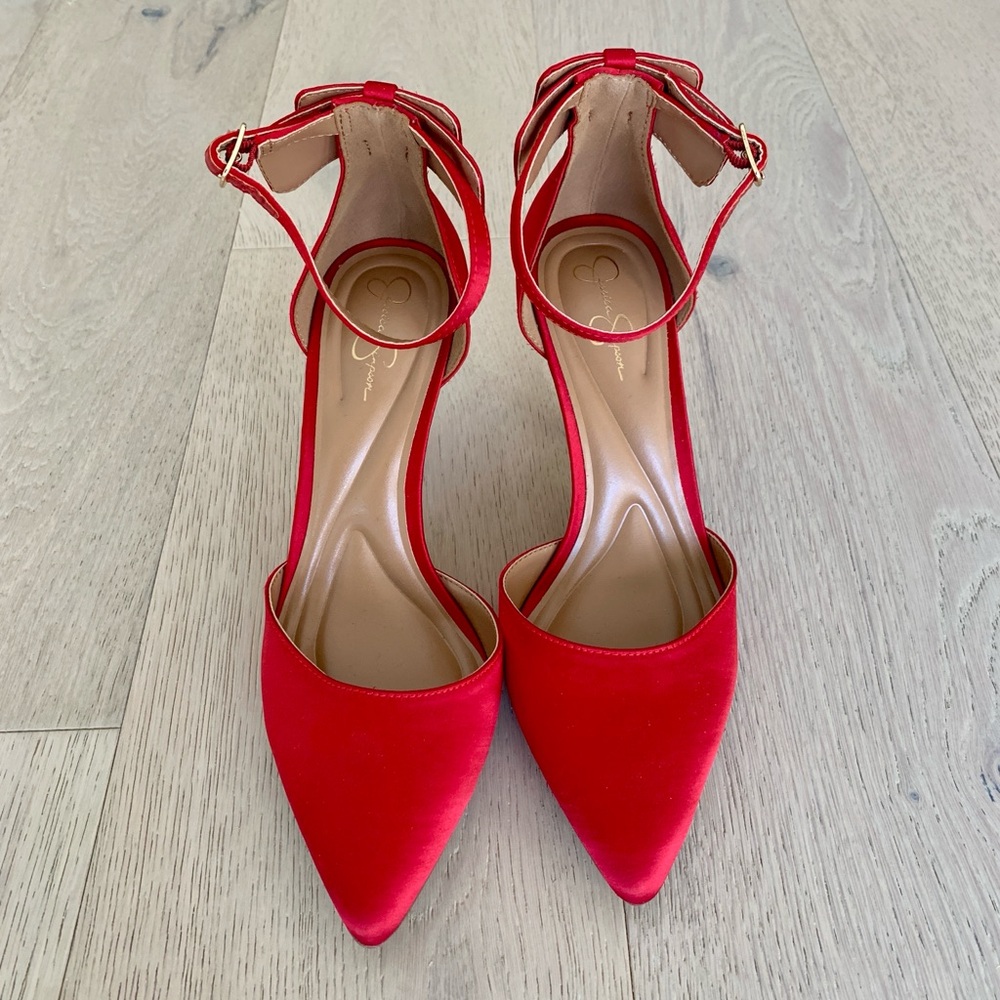 New Sizzling Red Satin Heels